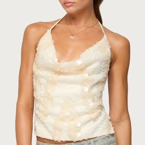 Edikted Cream Sequin Camisole Top